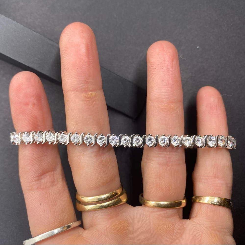 TENNIS BRACELET - Silver Bracelet with Synthetic Diamonds - Picture 12 of 17